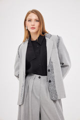 Embroidered Notched  Collar Blazer