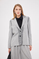 Embroidered Notched  Collar Blazer