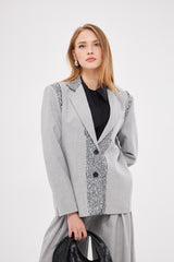 Embroidered Notched  Collar Blazer