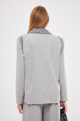 Embroidered Notched  Collar Blazer