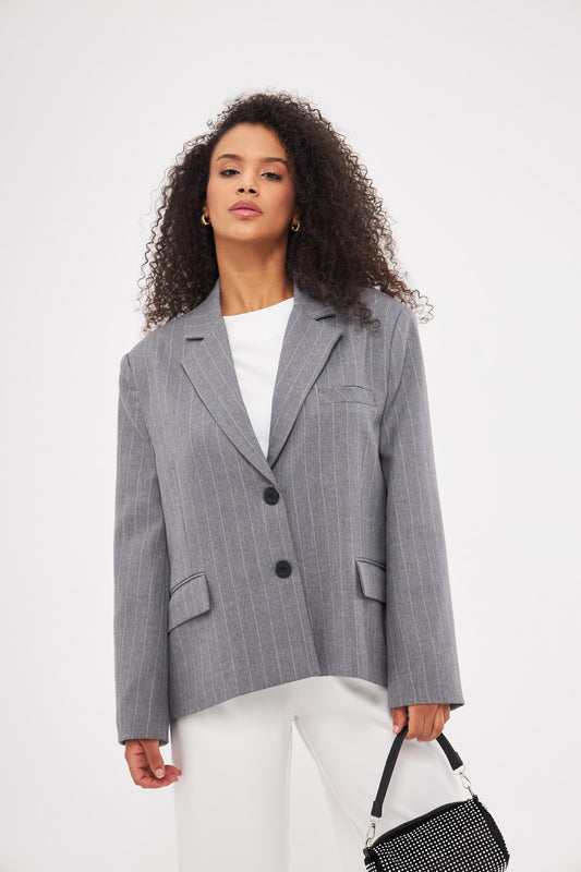 Stripped Two-Toned Blazer with Pockets