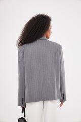 Stripped Two-Toned Blazer with Pockets