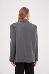 Solid Fitted Faux Pockets Blazer