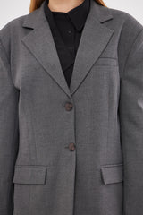 Solid Fitted Faux Pockets Blazer