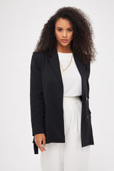 Textured Solid Faux Pocket Blazer