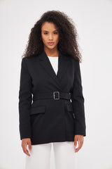 Textured Solid Faux Pocket Blazer