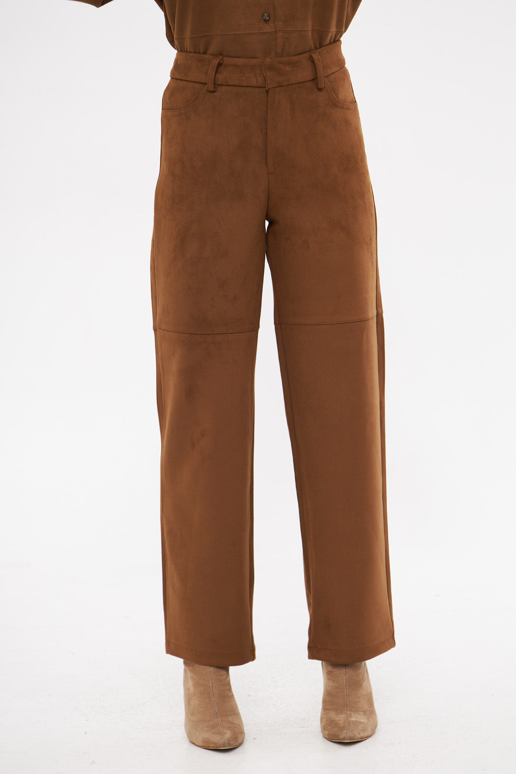 Velvet Textured Straight Leg Trouser