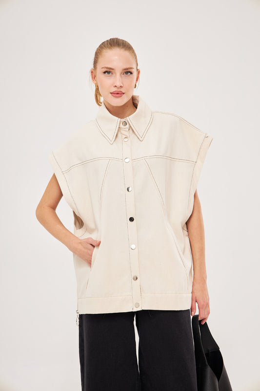 Wide Short Sleeves Solid Shirt