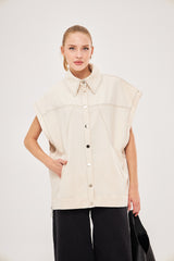 Wide Short Sleeves Solid Shirt