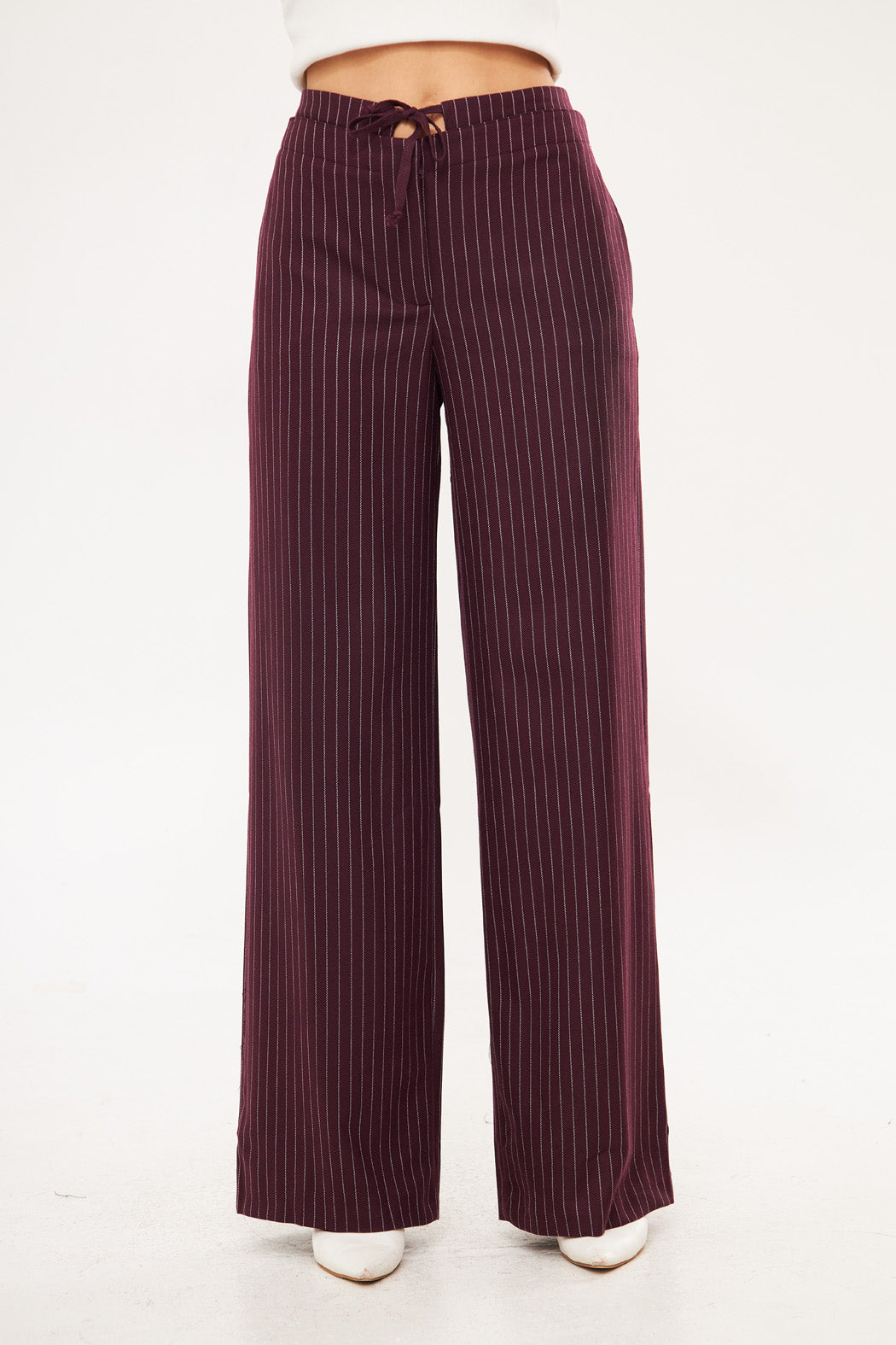 Stripped Two-Toned Slim Fit Trousers