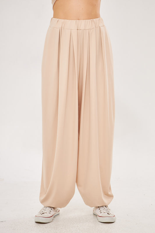 Wide-Leg Relaxed Fit Pleated Trousers