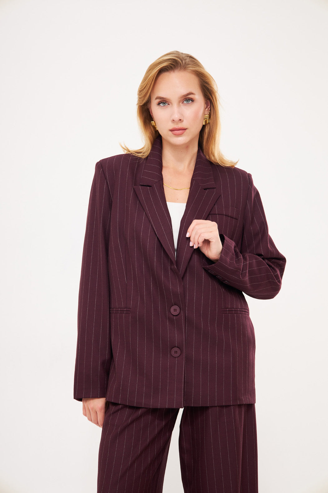 Stripped Two-Toned Blazer with Pockets