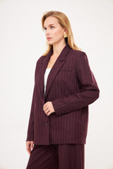 Stripped Two-Toned Blazer with Pockets