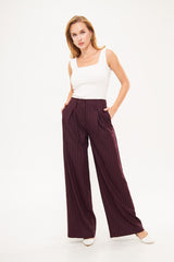 Stripped Two-Toned Wide Leg Trousers