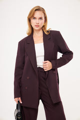 Double Breast Solid Blazer with Belt