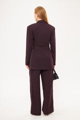 Double Breast Solid Blazer with Belt