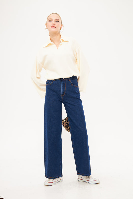 Straight Leg Solid Classic Denim Trouser