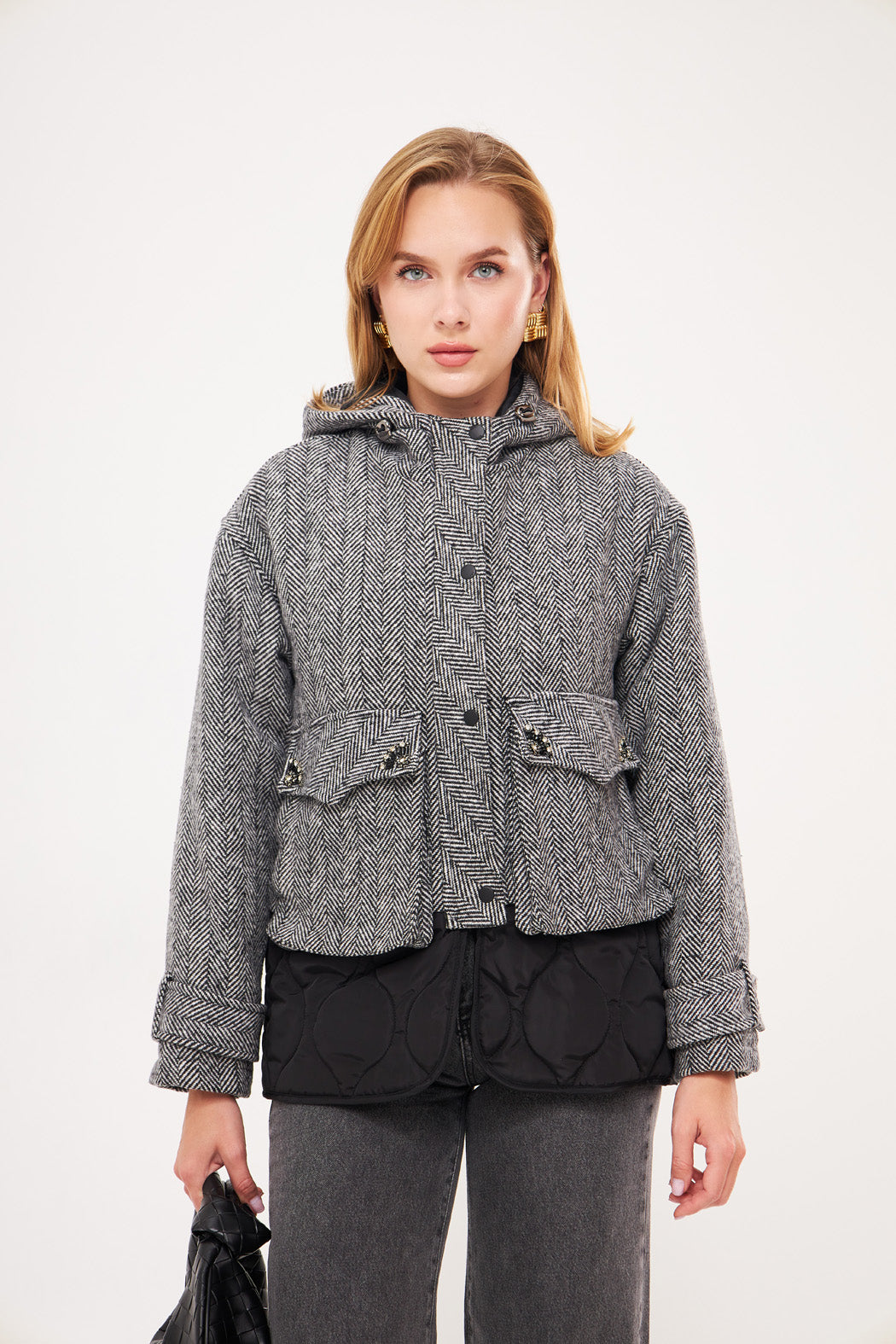 Quilted Contrast Tweed Jacket