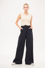 Drawstring Waist Baggy Solid Trouser