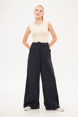 Drawstring Waist Baggy Solid Trouser