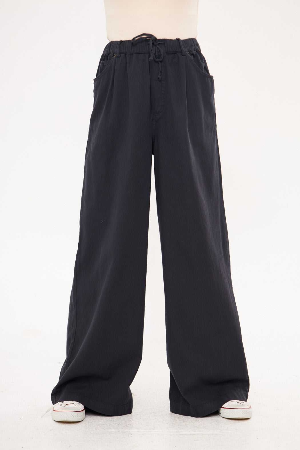 Drawstring Waist Baggy Solid Trouser