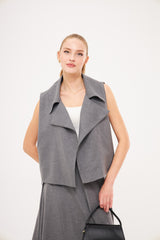 Sleeveless Open-Front Vest