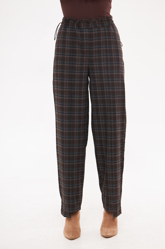 Plaid Straight-Leg Trousers