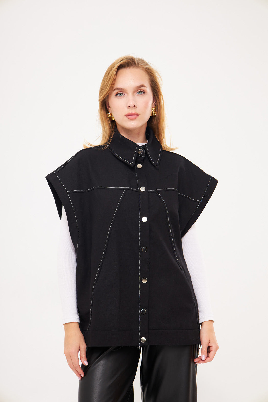 Wide Short Sleeves Solid Shirt