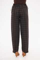 Plaid Straight-Leg Trousers