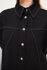 Wide Short Sleeves Solid Shirt