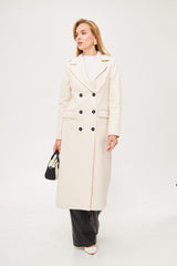 Elegant Notched Buttoned Solid Coat