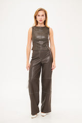 Sleeveless Faux Leather Top