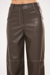 Solid Leather Baggy Loose Fit Trousers