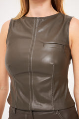 Sleeveless Faux Leather Top