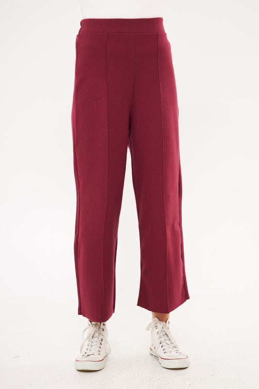 Solid Slip On Wide Leg Trouser