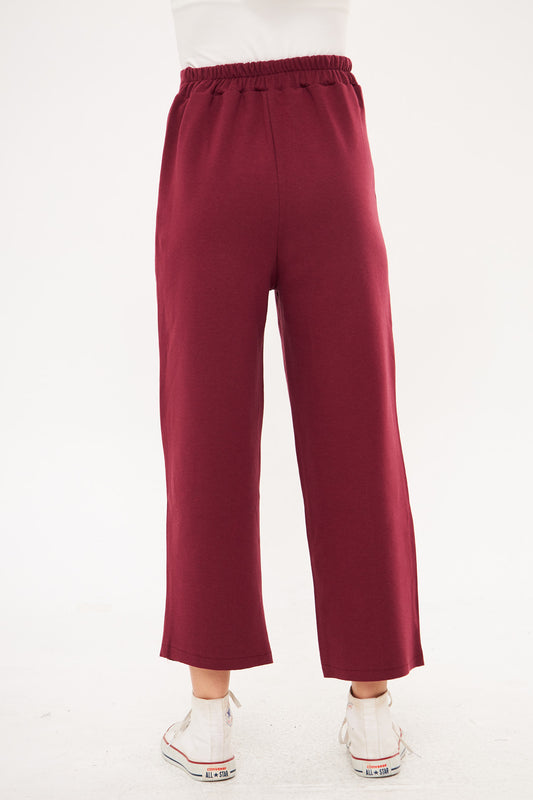 Solid Slip On Wide Leg Trouser