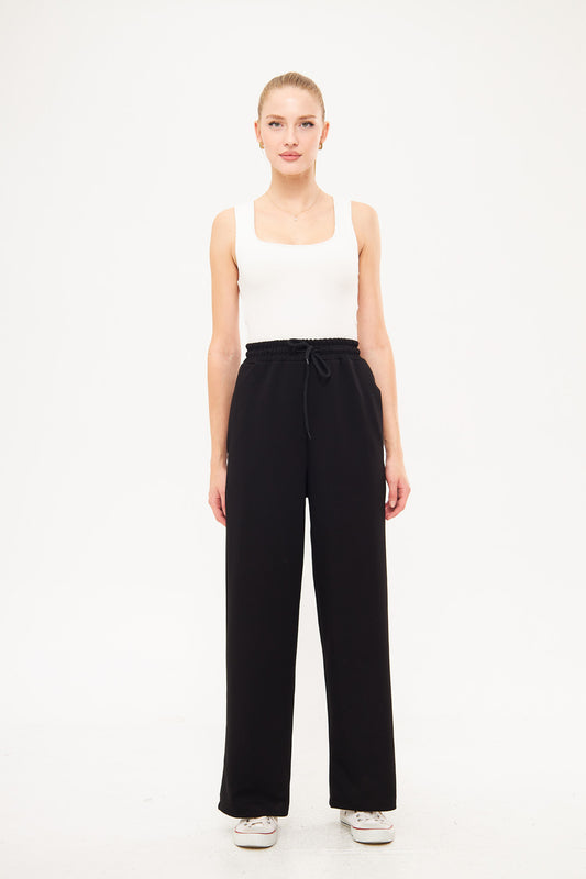 Drawstring Waist Baggy Solid Trouser