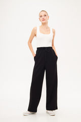 Drawstring Waist Baggy Solid Trouser