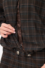 Plaid Button-up Bomber Jacket