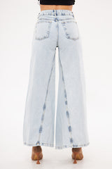 Wide-Leg Light-Wash Denim Trousers