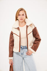 Shearling-Trim  Casual Utility Jacket