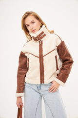 Shearling-Trim  Casual Utility Jacket