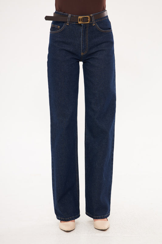 Straight Leg Solid Classic Denim Trouser