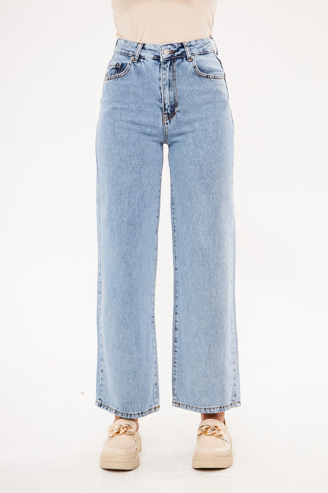 Straight Leg Solid Classic Denim Trouser