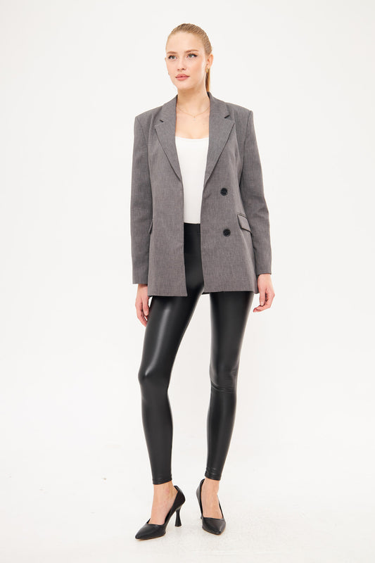 Textured Solid Faux Pocket Blazer