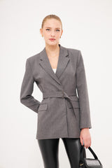 Textured Solid Faux Pocket Blazer