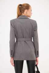 Textured Solid Faux Pocket Blazer