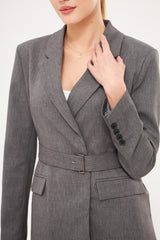 Textured Solid Faux Pocket Blazer