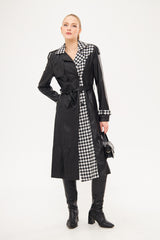 Half Checkered Midi Trench Coat