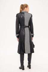 Half Checkered Midi Trench Coat